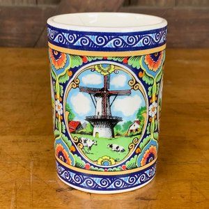Vtg Agro Delfts Poly Holland Windmill Mug